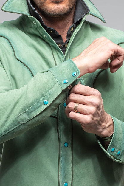 Corzo Western Suede Overshirt In Green