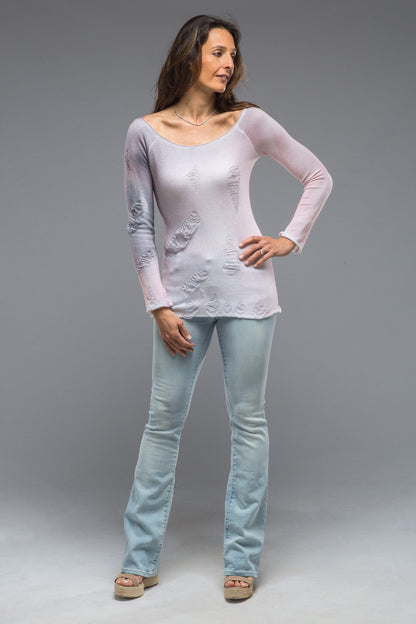 Silvia Knit Top With Distressed Details In Smokey Rose