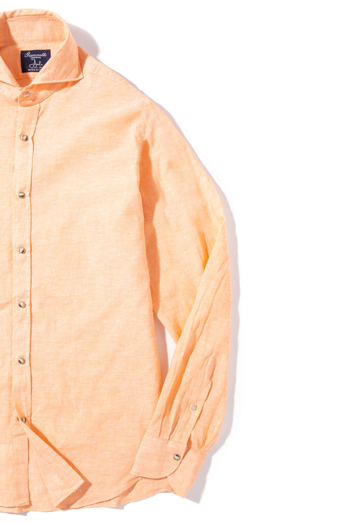 Mach Linen Cotton Shirt in Orange | Mens - Shirts - Dress | Giannetto Portofino