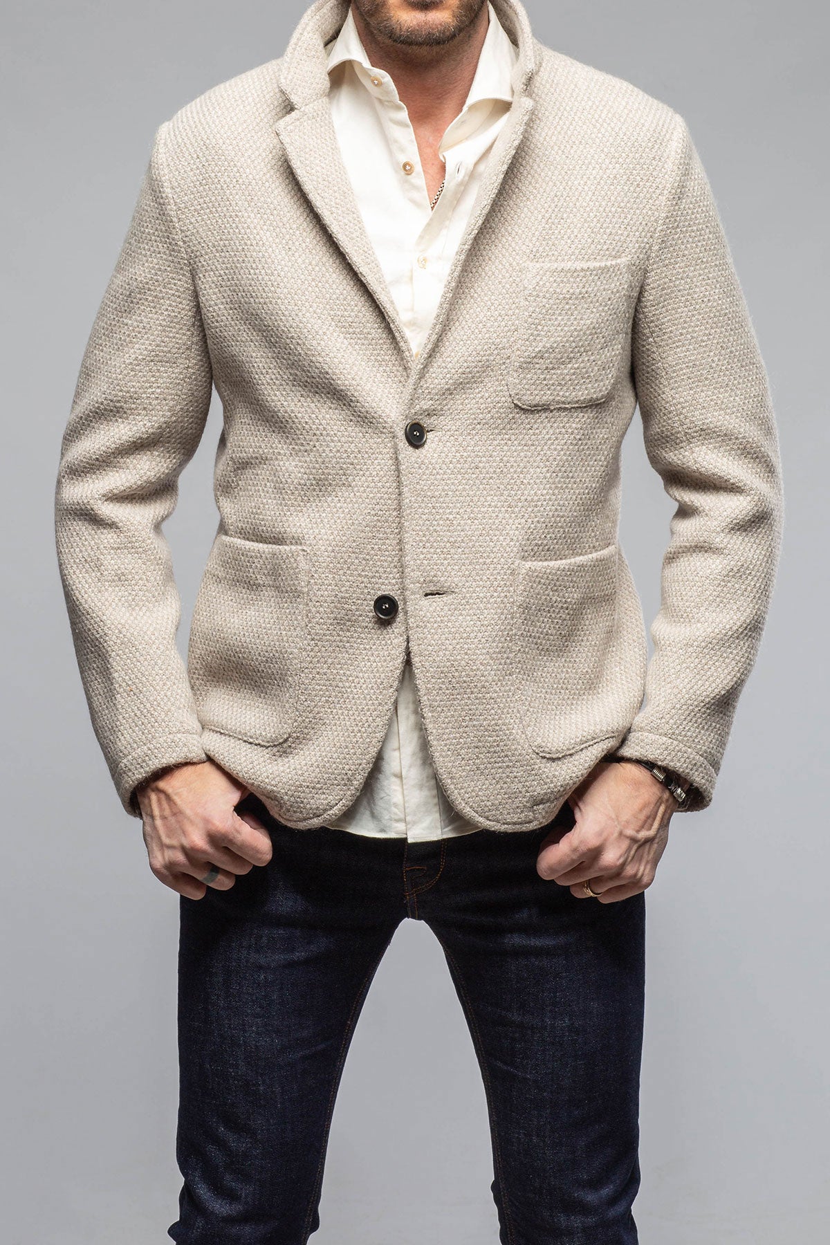 Halifax Knit Coat in Stone | Warehouse - Mens - Outerwear - Cloth | Gimo's