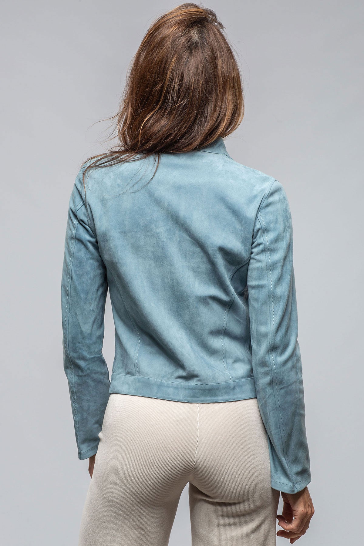 Parigi Suede Jacket In Light Blue | Ladies - Outerwear - Leather | Axels