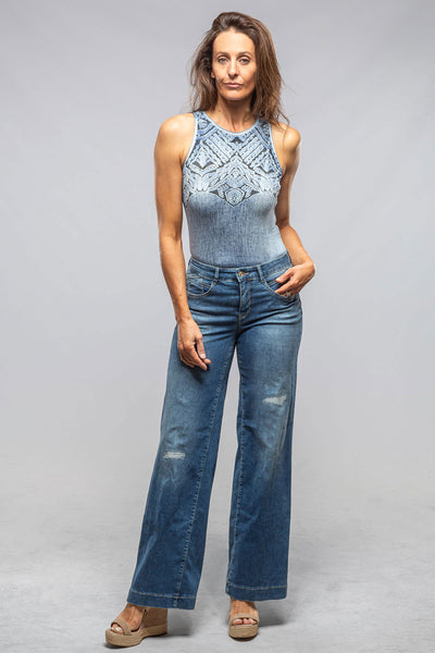 Mac Jeans MAC Palazzo Wide In Navy Heavy Destroyed Ladies - Pants - Jeans