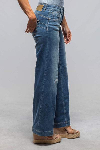 Mac Jeans MAC Palazzo Wide In Navy Heavy Destroyed Ladies - Pants - Jeans