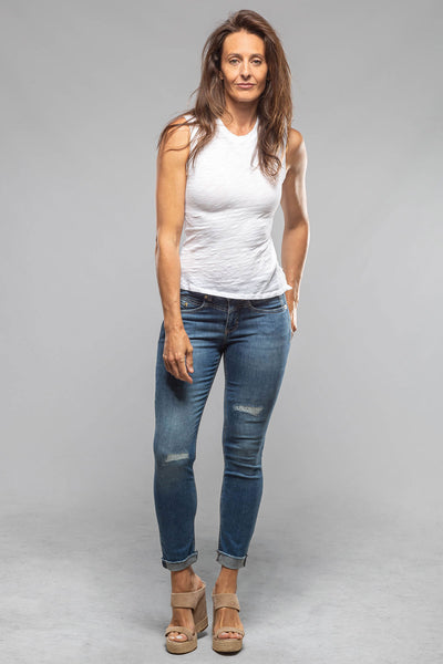 Mac Jeans MAC Rich Slim Cropped Fringe in Navy Heavy Destroyed Ladies - Pants - Jeans