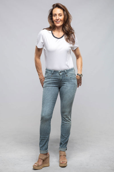 Mac Jeans MAC Rich Slim In Blue Stripes Destroyed Ladies - Pants - Jeans