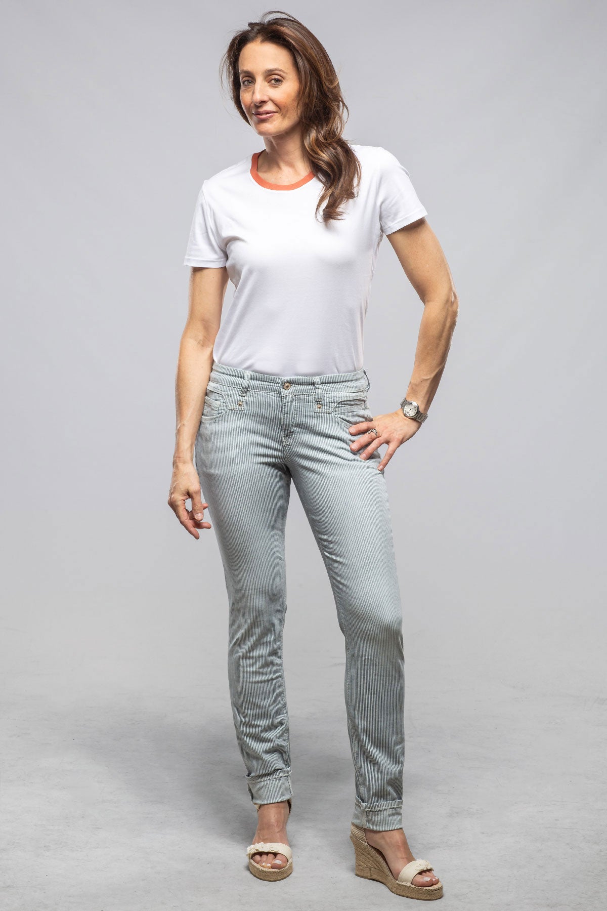 Mac Jeans MAC Rich Slim In Cool River Blue Striped Ladies - Pants - Jeans