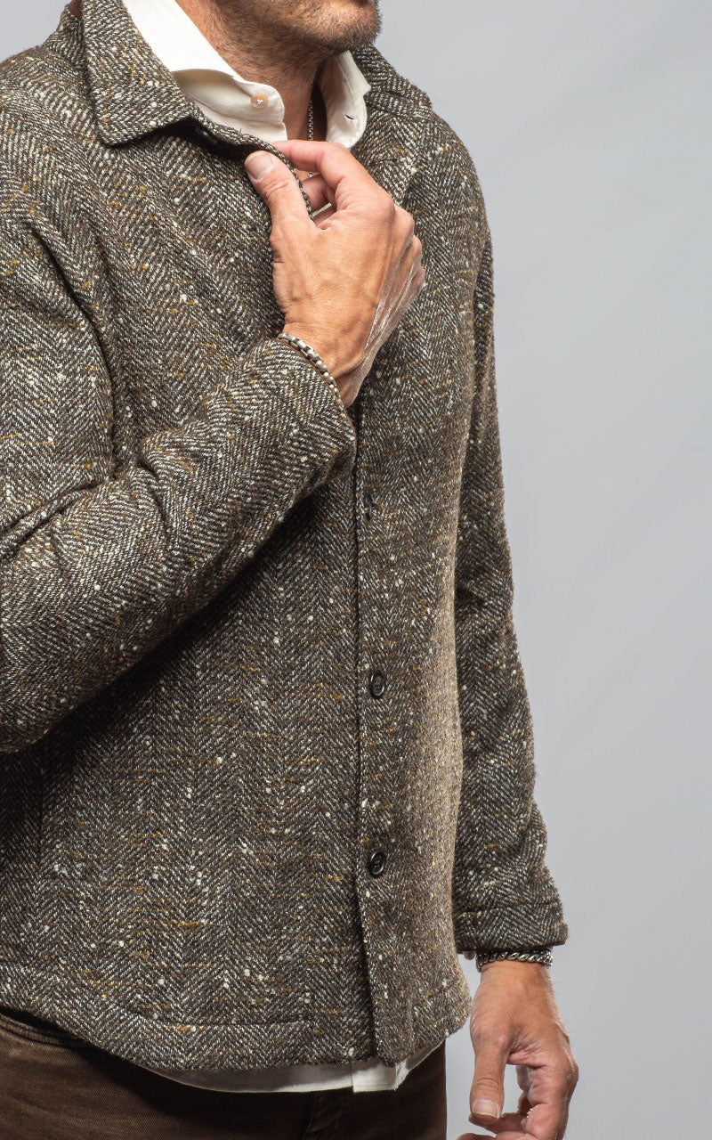 Manto Black Reef Donegal Overshirt In Tweed Mens - Outerwear - Overshirts