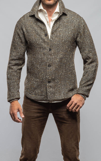Manto Black Reef Donegal Overshirt In Tweed Mens - Outerwear - Overshirts