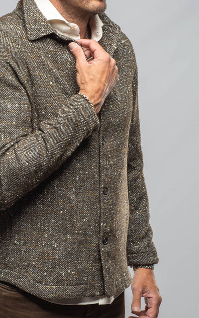 Manto Black Reef Donegal Overshirt In Tweed Mens - Outerwear - Overshirts