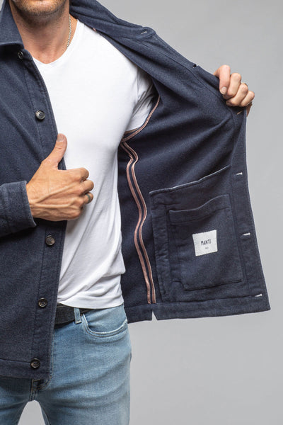 Manto | Calderwood Garment Dyed Shirt Jacket In Blue | Mens - Outerwear - Overshirts 