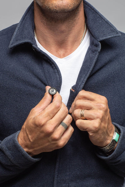 Manto | Calderwood Garment Dyed Shirt Jacket In Blue | Mens - Outerwear - Overshirts 