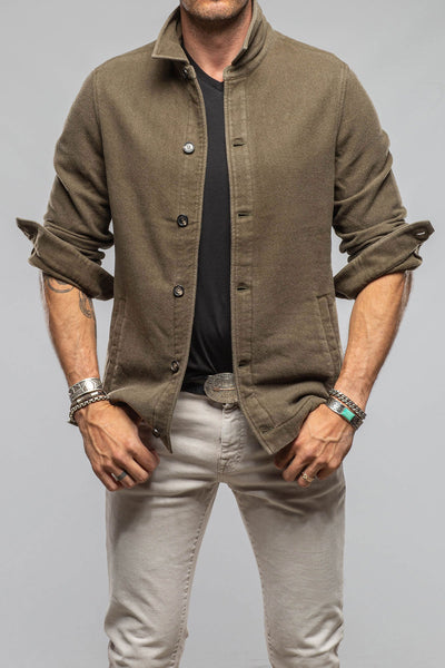 Manto Calderwood Garment Dyed Shirt Jacket In Olive Mens - Outerwear - Overshirts