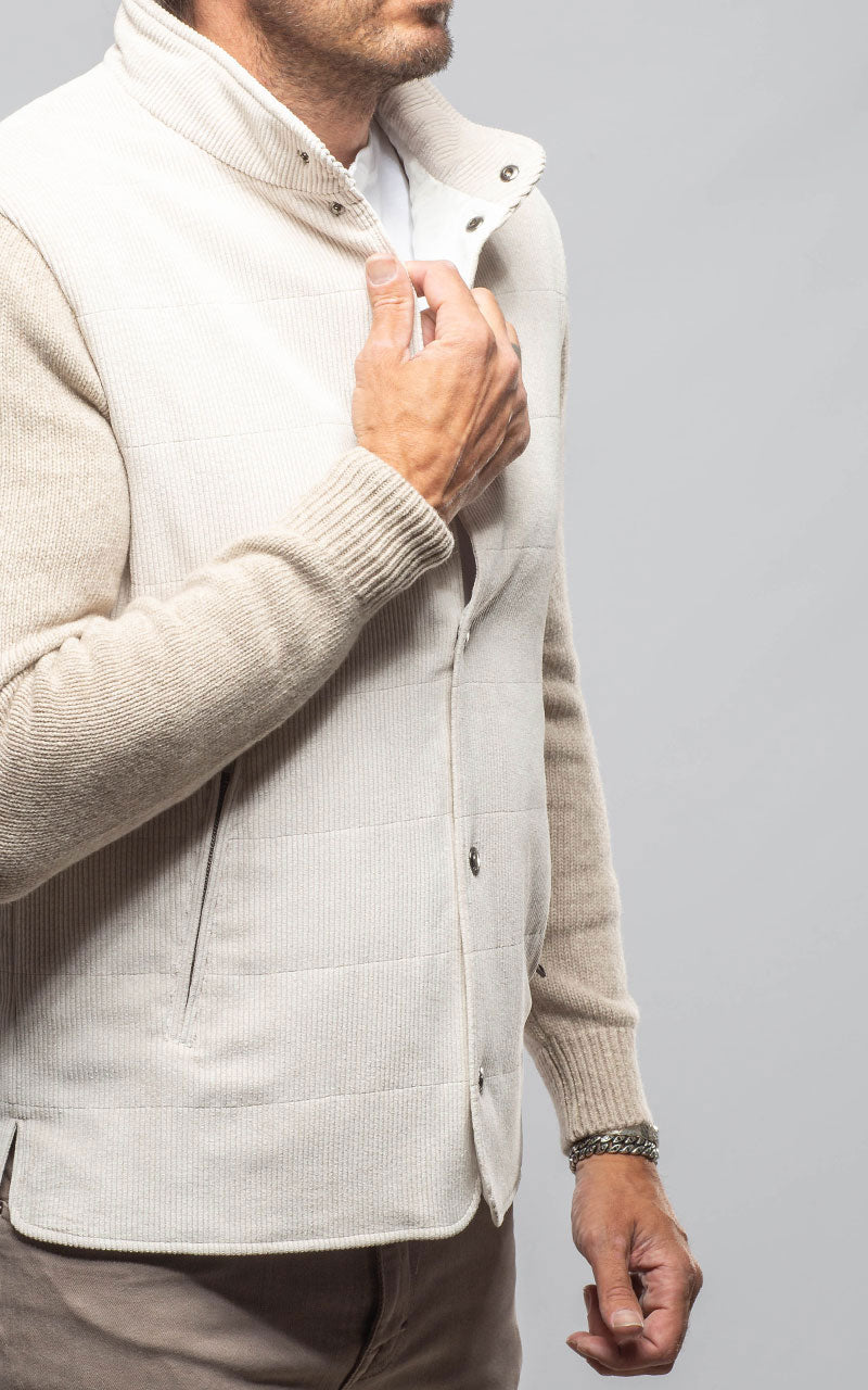 Manto Cayuse Corduroy Jacket With Knit Sleeve In Cream Mens - Outerwear - Cloth