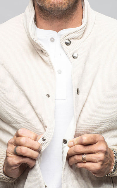 Manto Cayuse Corduroy Jacket With Knit Sleeve In Cream Mens - Outerwear - Cloth