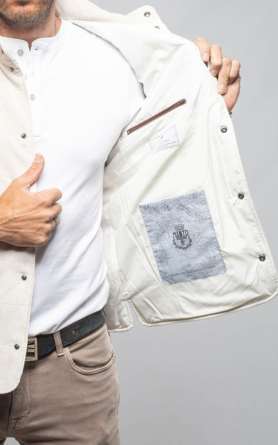 Manto Cayuse Corduroy Jacket With Knit Sleeve In Cream Mens - Outerwear - Cloth