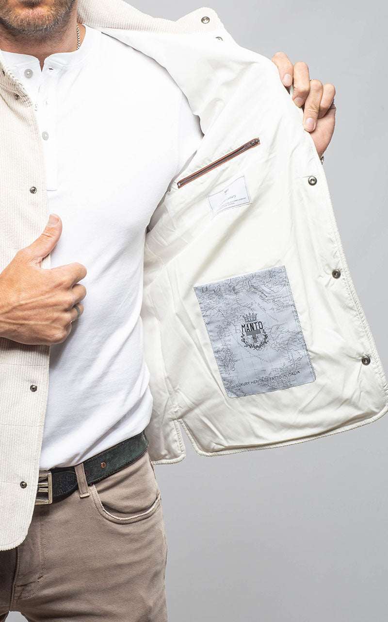 Manto Cayuse Corduroy Jacket With Knit Sleeve In Cream Mens - Outerwear - Cloth