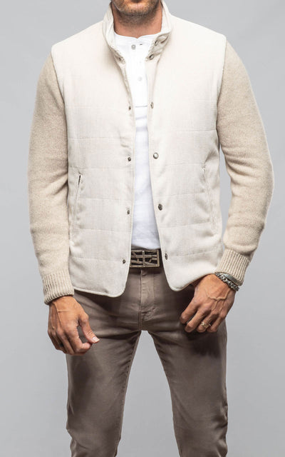 Manto Cayuse Corduroy Jacket With Knit Sleeve In Cream Mens - Outerwear - Cloth