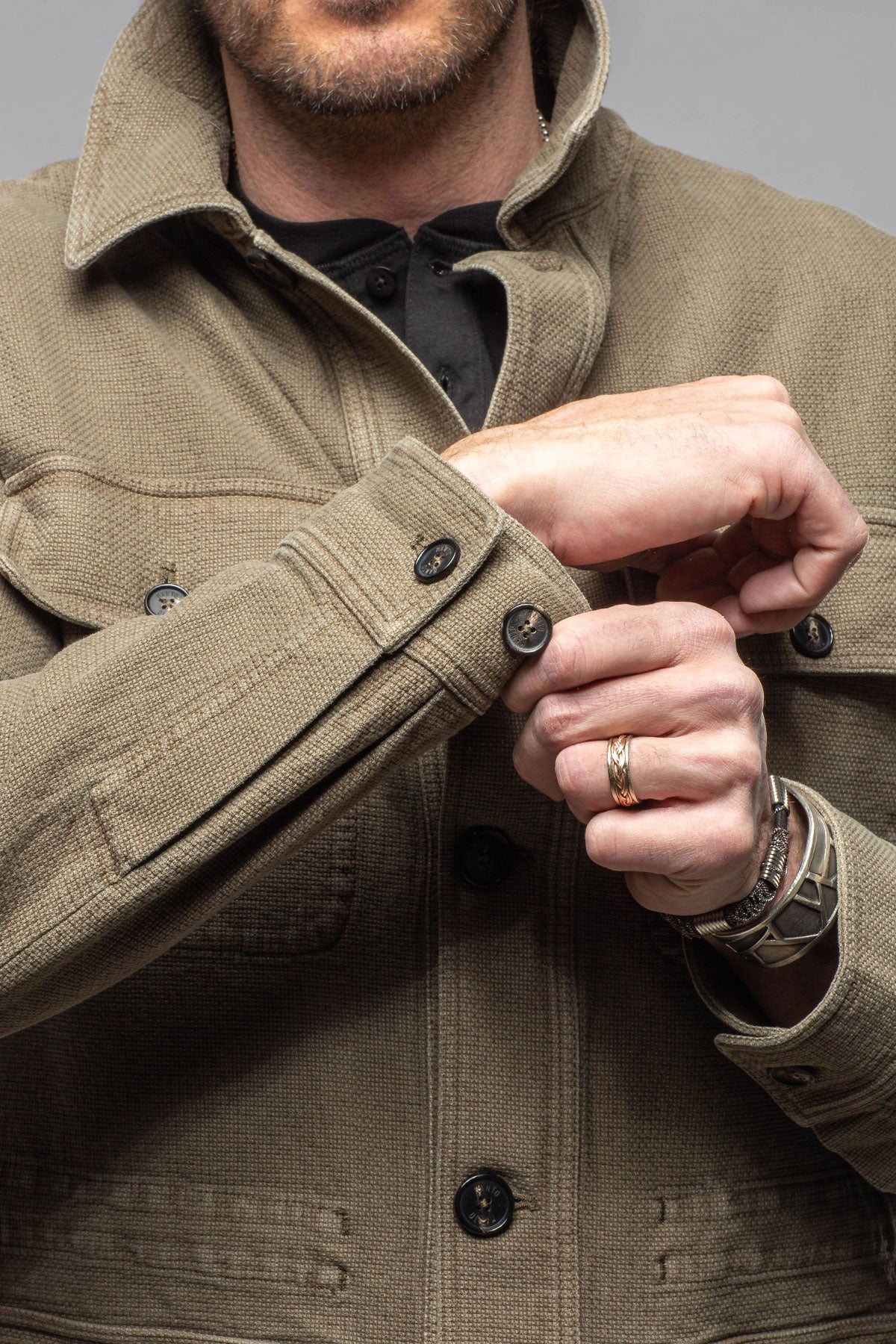 Manto Chinaco Safari Jacket In Moss Grey Mens - Outerwear - Lightweight