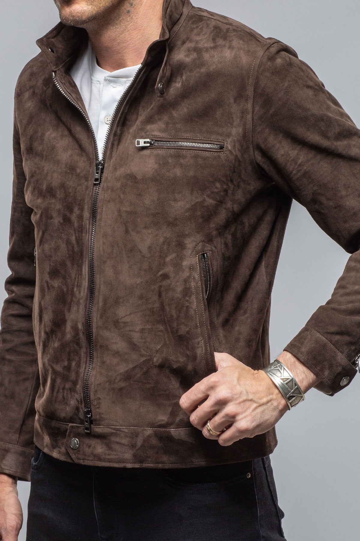 Manto Lunazul Biker Blouson In Brown Mens - Outerwear - Leather