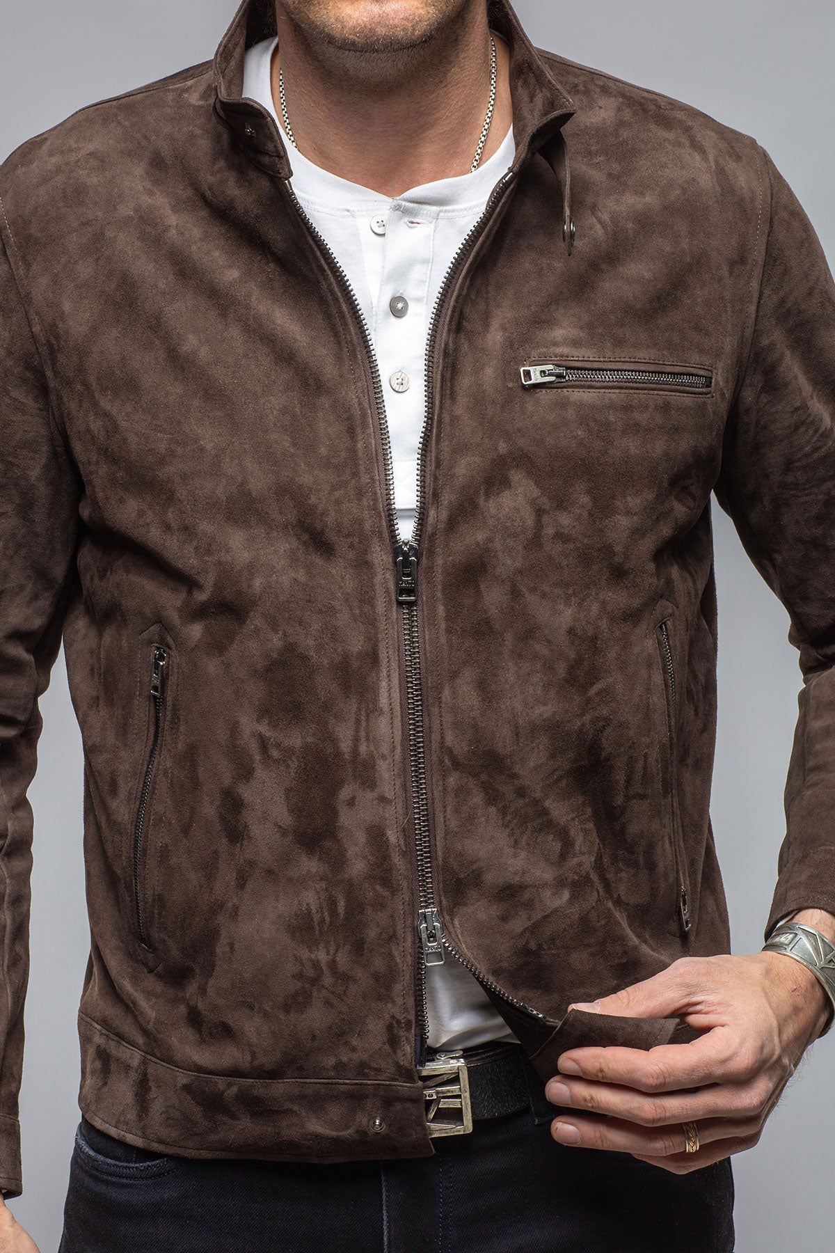 Lunazul Biker Blouson In Brown | Mens - Outerwear - Leather | Manto