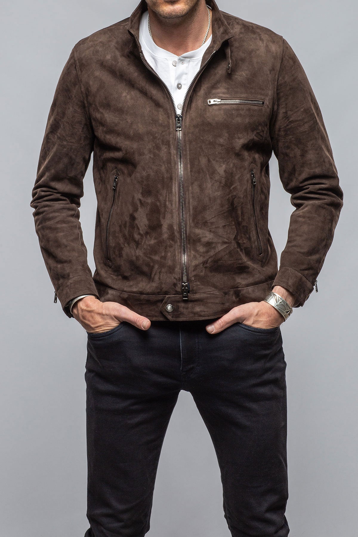 Lunazul Biker Blouson In Brown | Mens - Outerwear - Leather | Manto