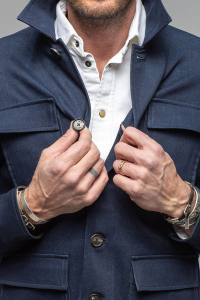 Manto Olmeca Safari Jacket In Navy Mens - Outerwear - Lightweight