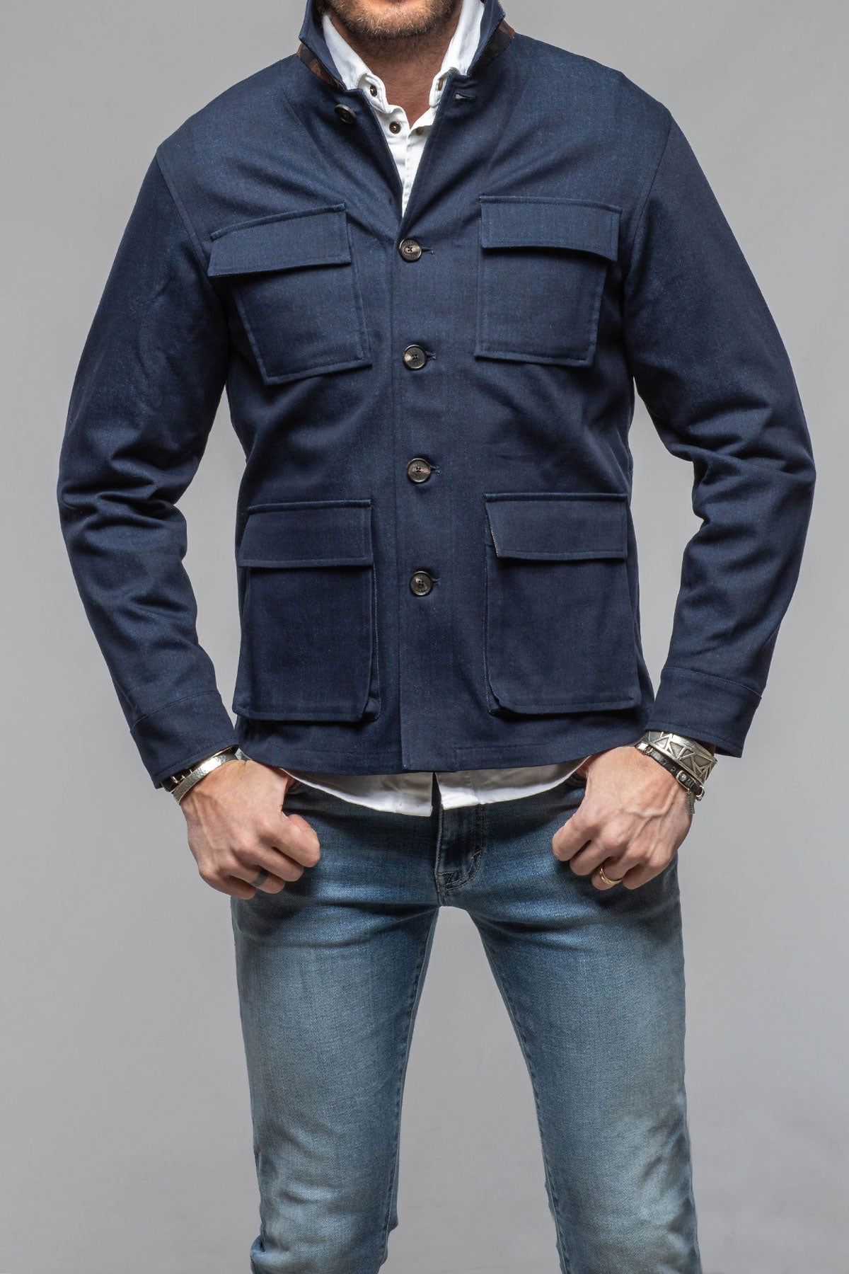Manto Olmeca Safari Jacket In Navy Mens - Outerwear - Lightweight
