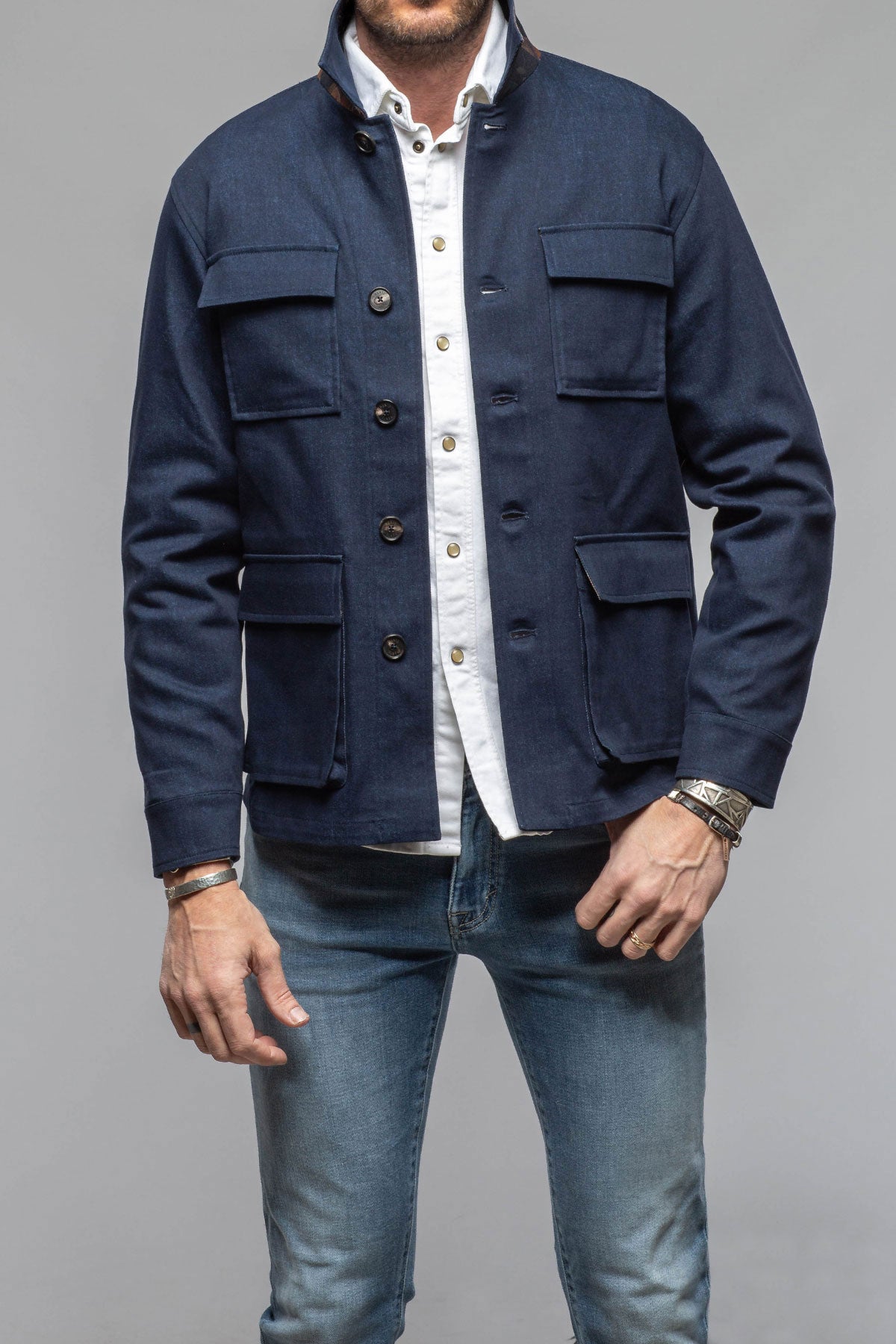 Manto Olmeca Safari Jacket In Navy Mens - Outerwear - Lightweight