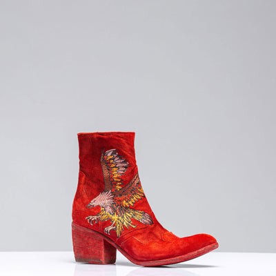 Eagle Embroidered Suede Boot In Rust | Ladies - Cowboy Boots | Marco Delli