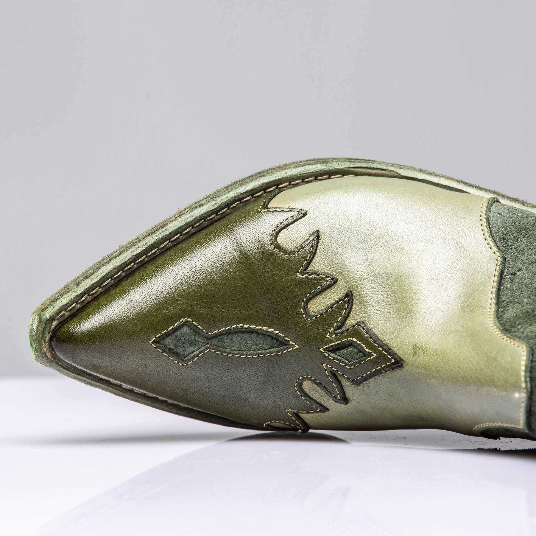 Luz Leather & Suede Boots In Green | Ladies - Cowboy Boots | Marco Delli