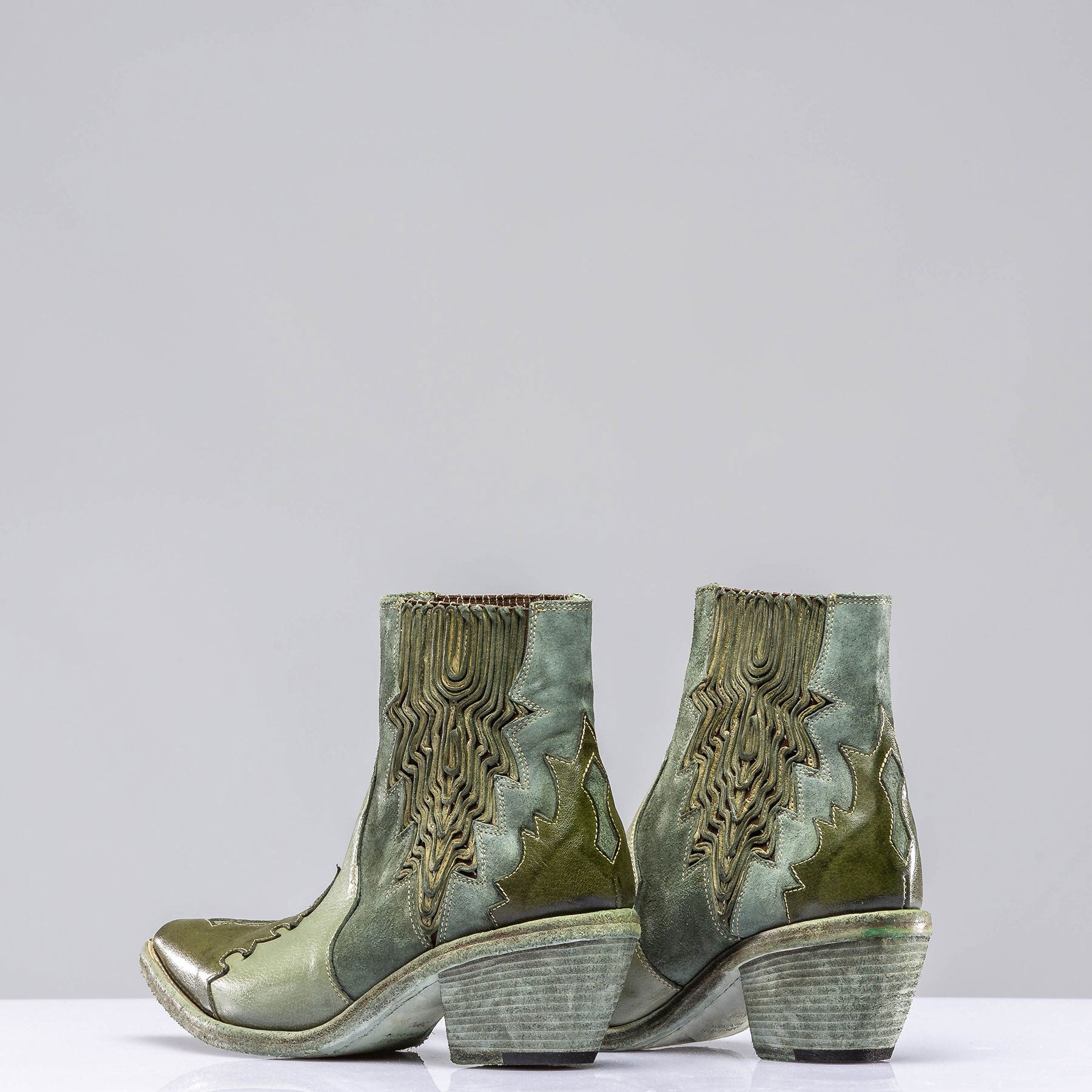 Luz Leather & Suede Boots In Green | Ladies - Cowboy Boots | Marco Delli