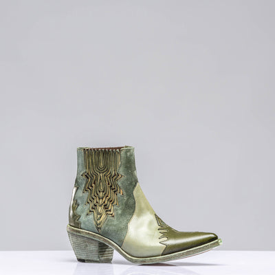 Luz Leather & Suede Boots In Green | Ladies - Cowboy Boots | Marco Delli