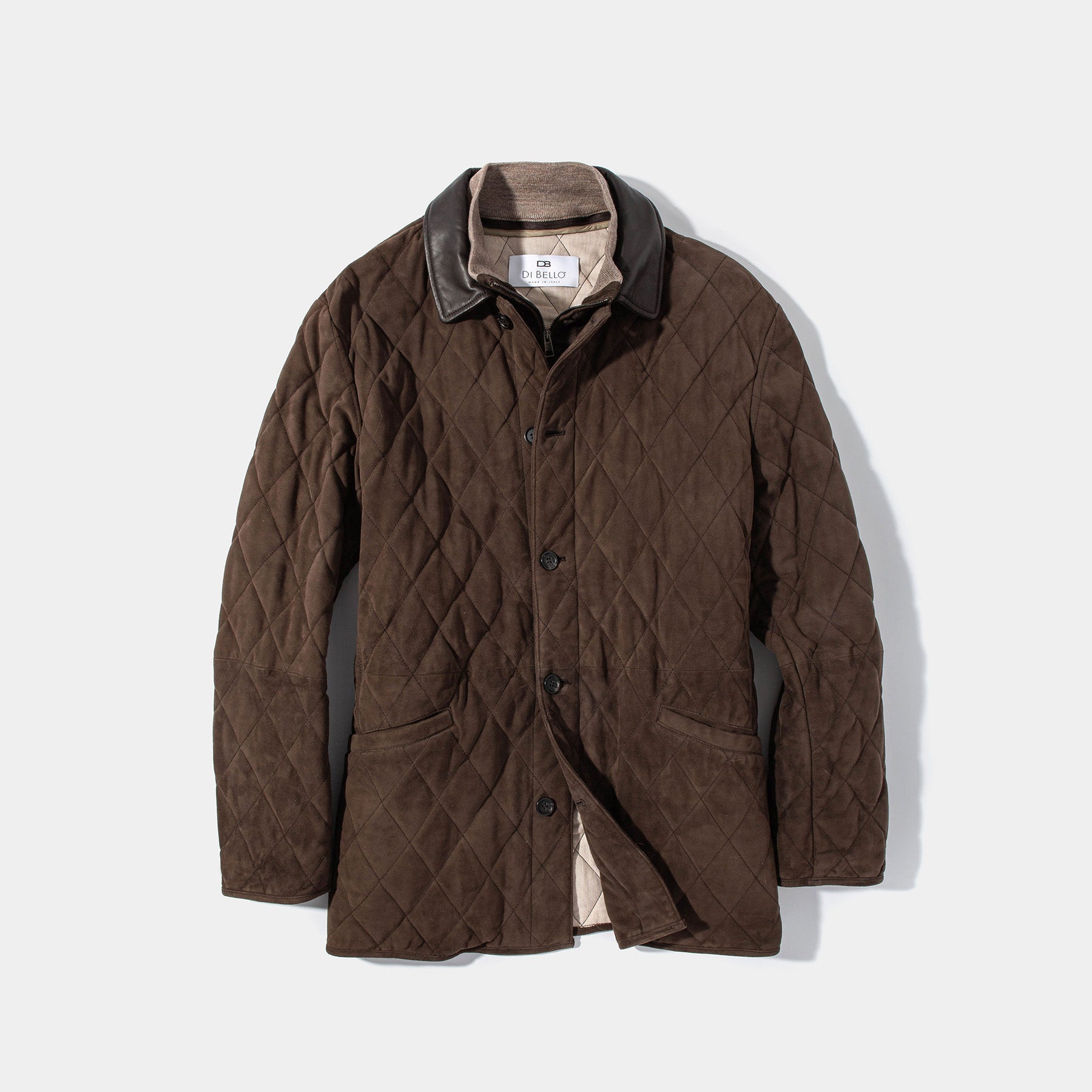 Mattison Quilted Goat Suede Coat | Samples - Mens - Outerwear - Leather | DiBello