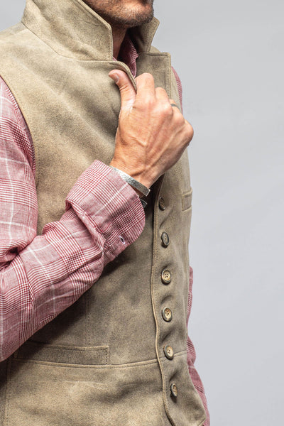 Meindl Trapp Notch Collared Vest In Vintage Grey Mens - Outerwear - Leather