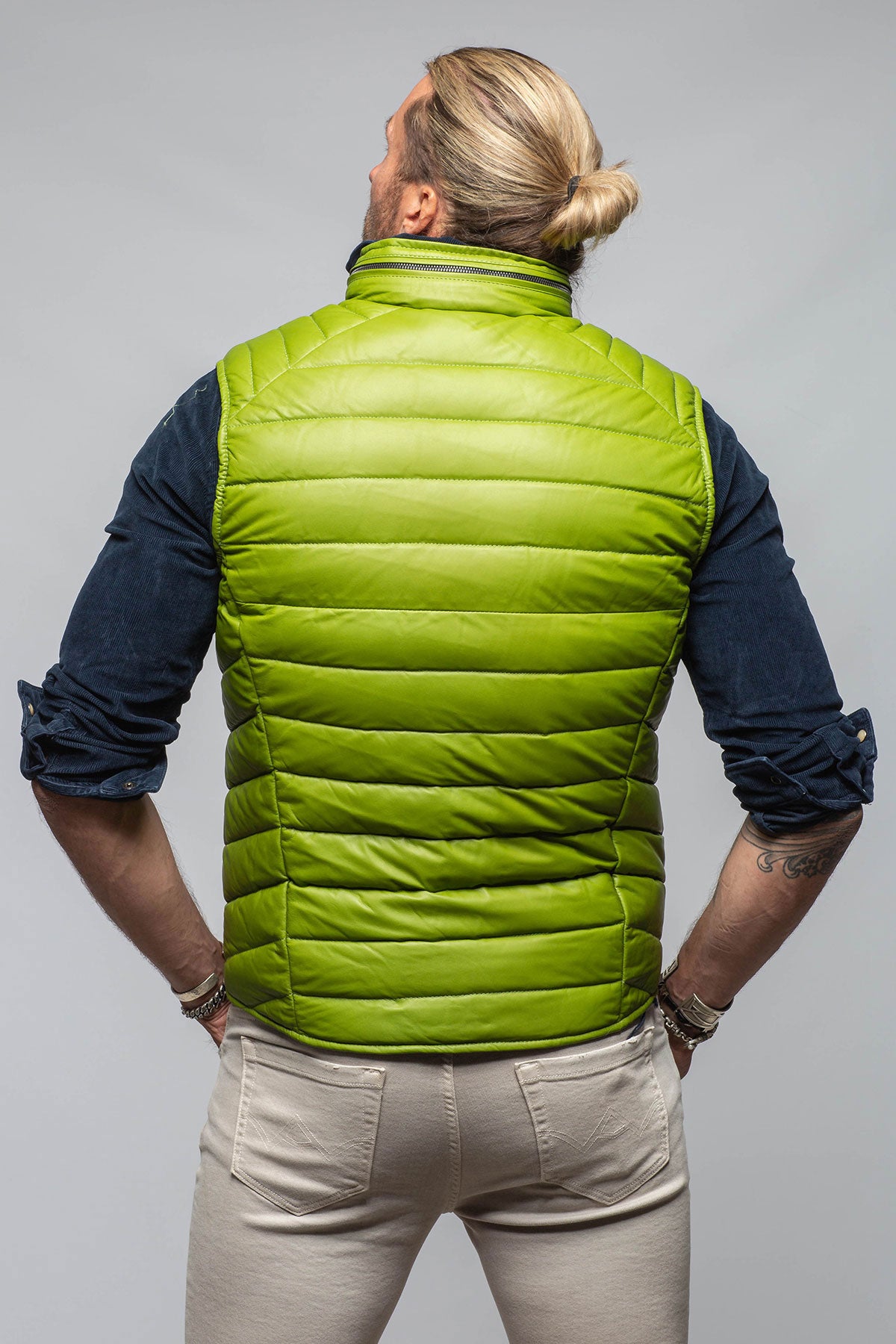Saxan Leather Vest In Green