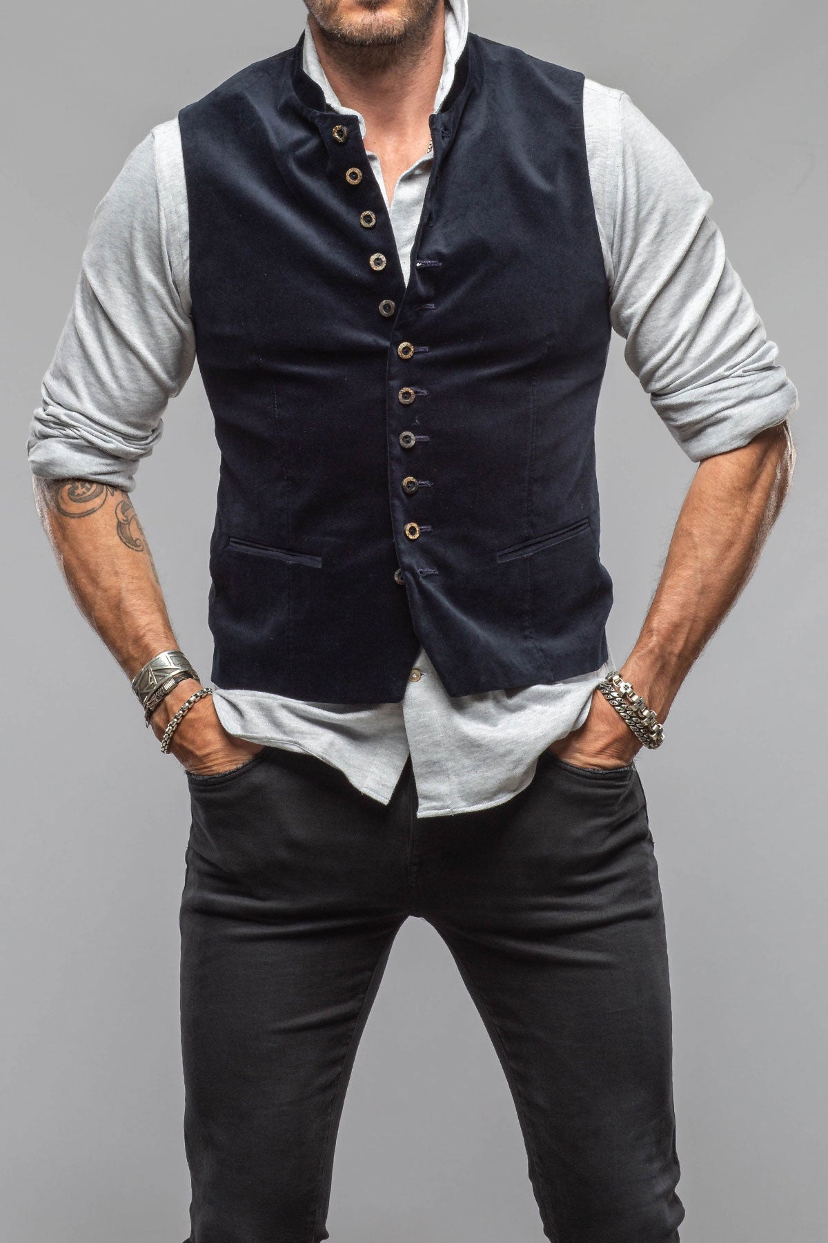 Lalo Vest In Marine | Mens - Tailored - Vests | Mothwurf