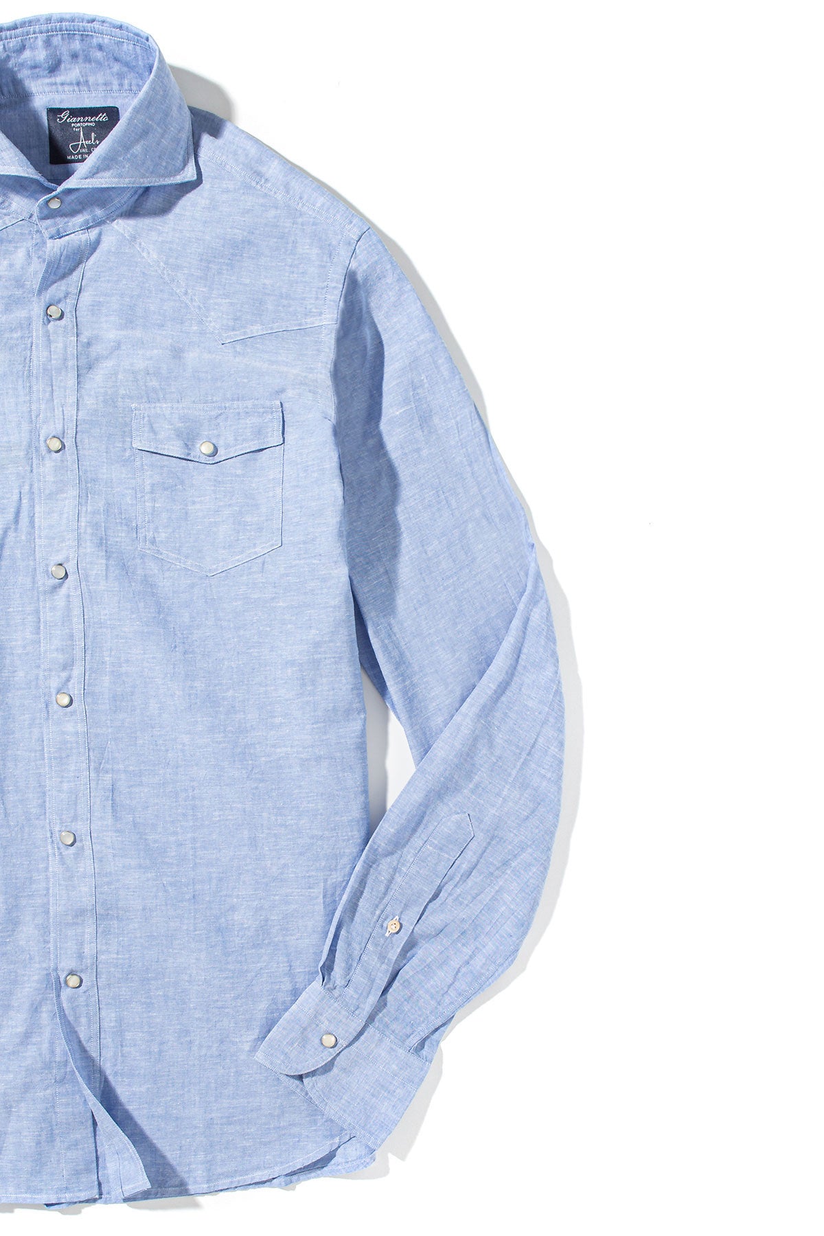 Blanton Linen Cotton Solid Shirt In Blue | Mens - Shirts - Dress | Giannetto Portofino
