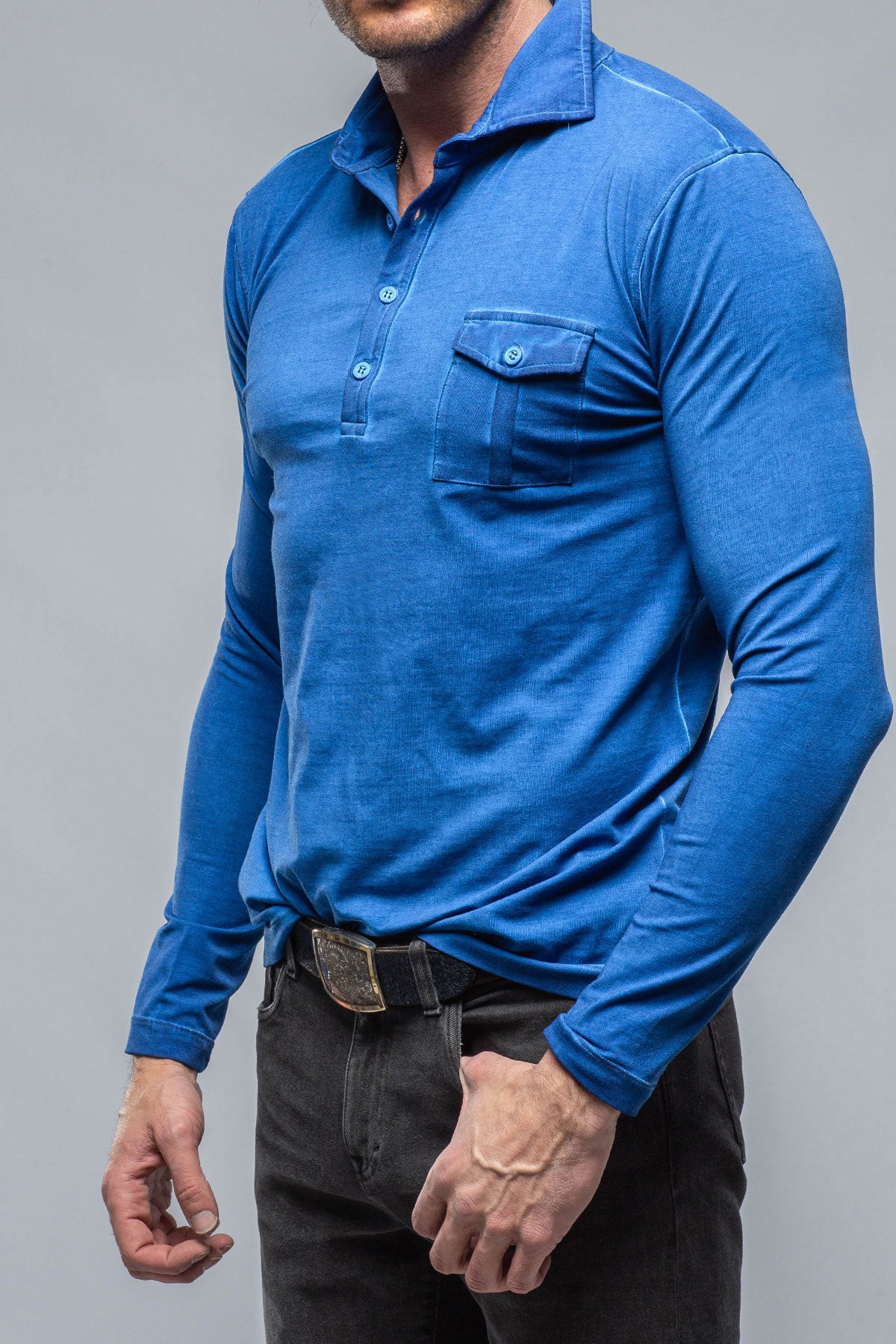 Cafe Paco LS Polo Shirt In Cobalt | Mens - Shirts - Polos | Dune