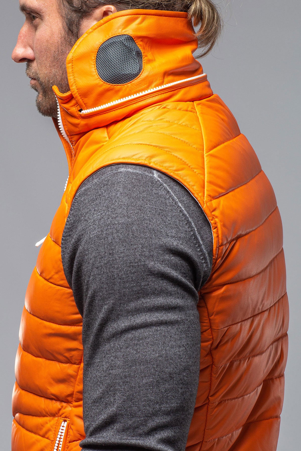Saxan Leather Vest In Orange
