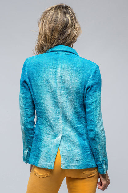 Roberta Dbl Brstd Shaded Jacket In Turquoise