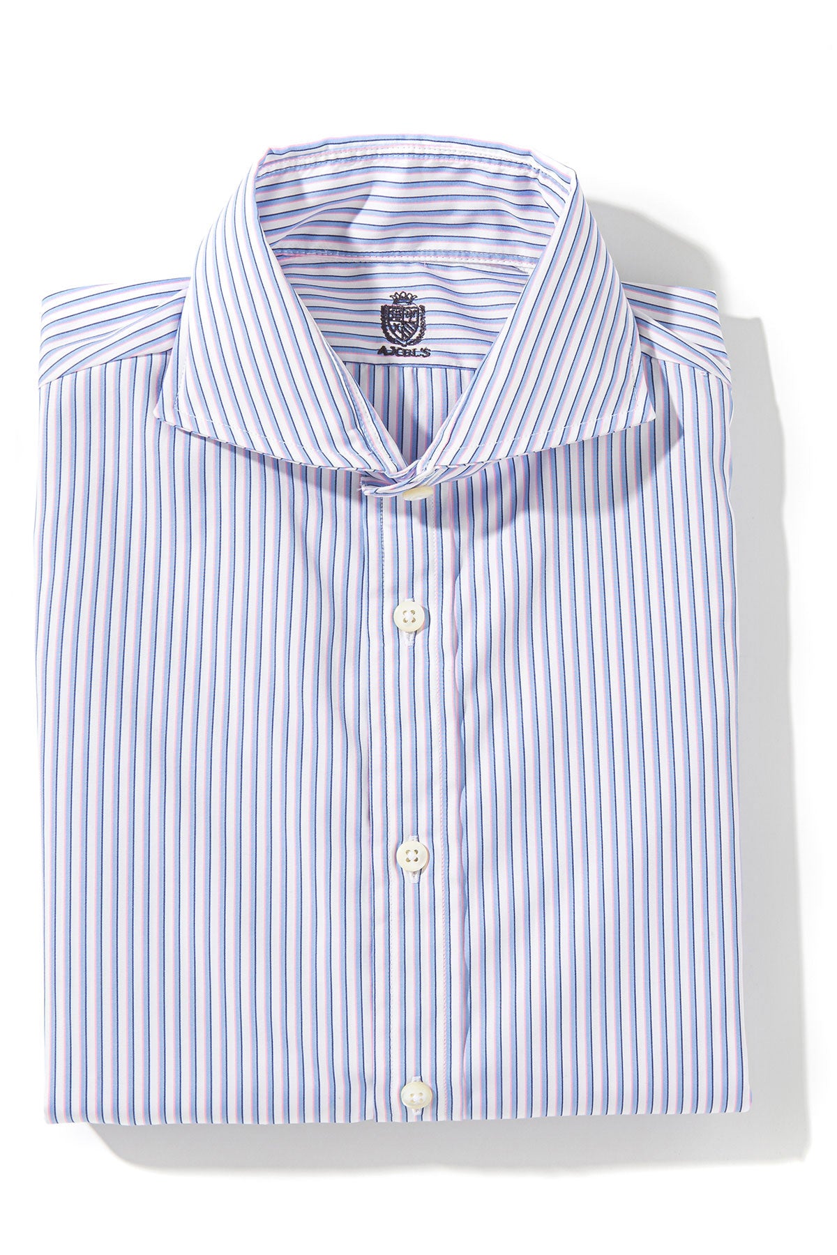 Poplin Blue Stripe Shirt In Pink Shadow Stripe | Mens - Shirts - Dress | Axels-Is