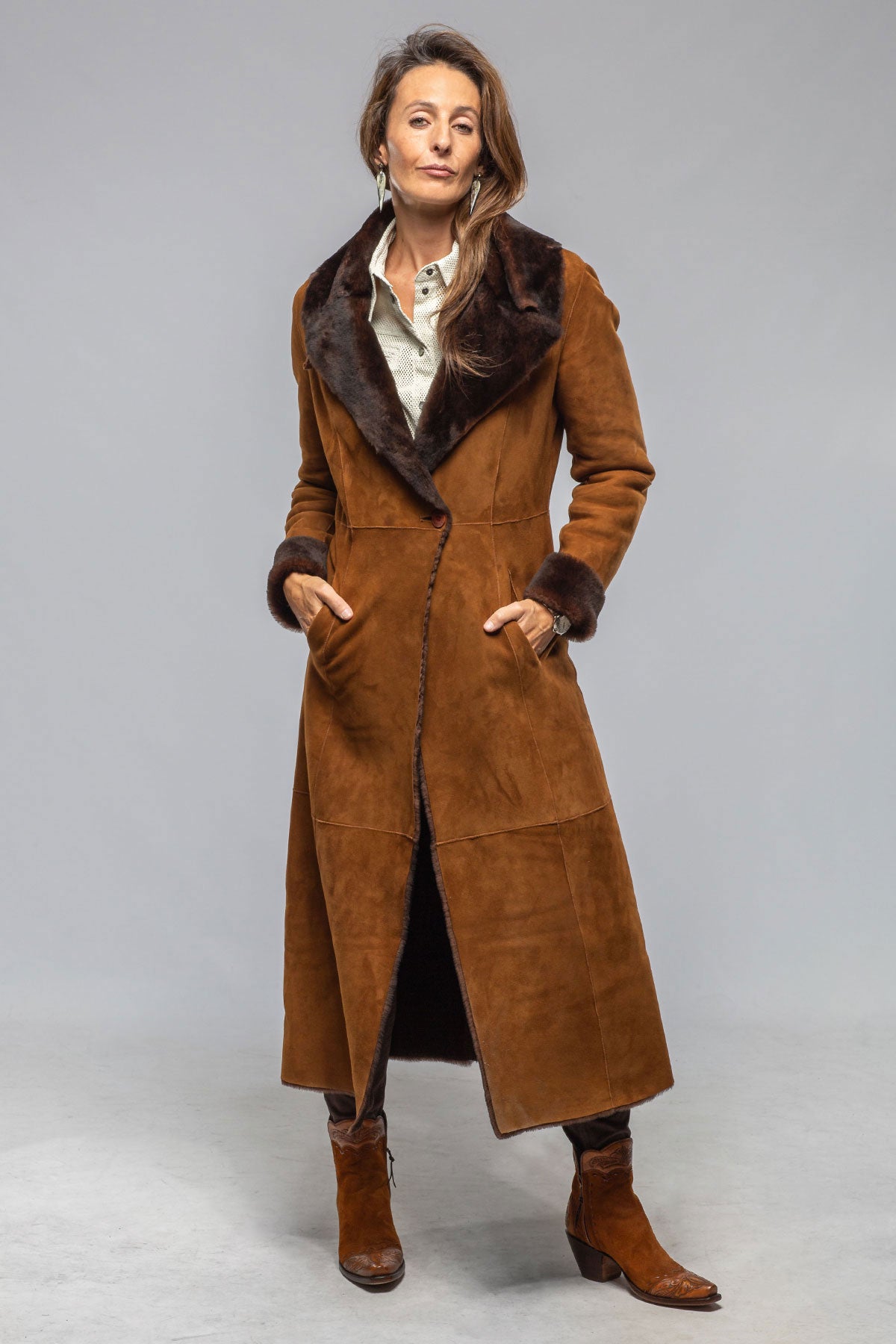 Mercedes Long Shearling In Cognac | Ladies - Outerwear - Shearling | Artico