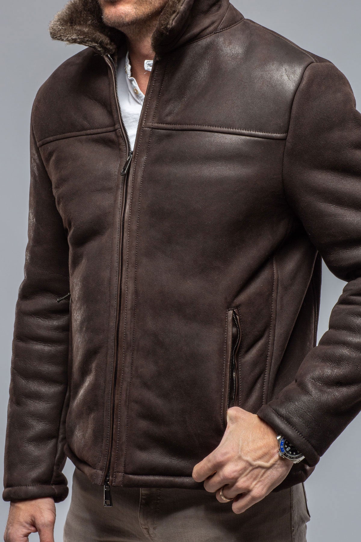 AMBUSH Brown Buckle Shearling Jacket