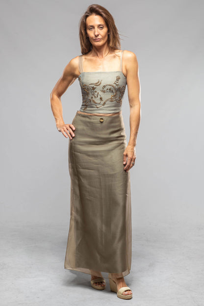 Adra Teal Linen Sheath Skirt | Ladies - Skirts | T.ba