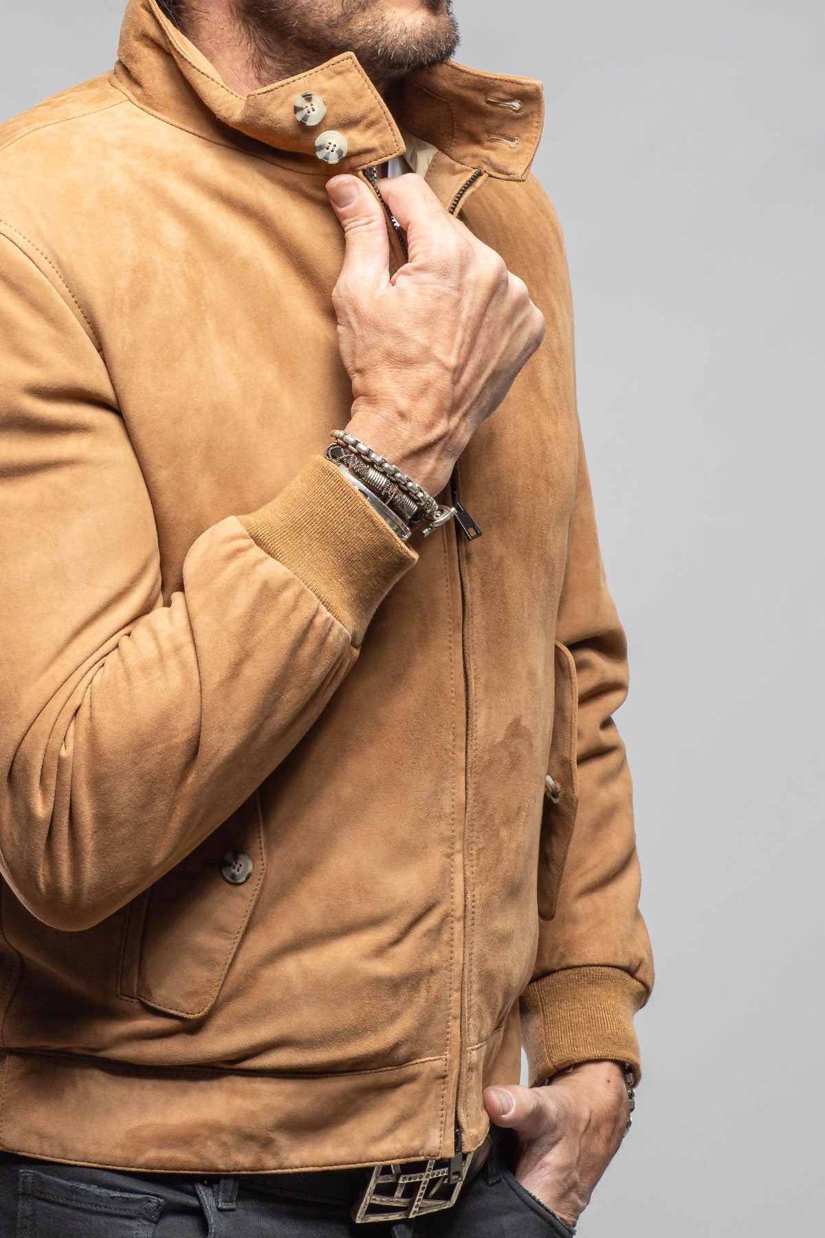 Bernard Suede Puffer | Samples - Mens - Outerwear - Leather | Axel's Florence Collection