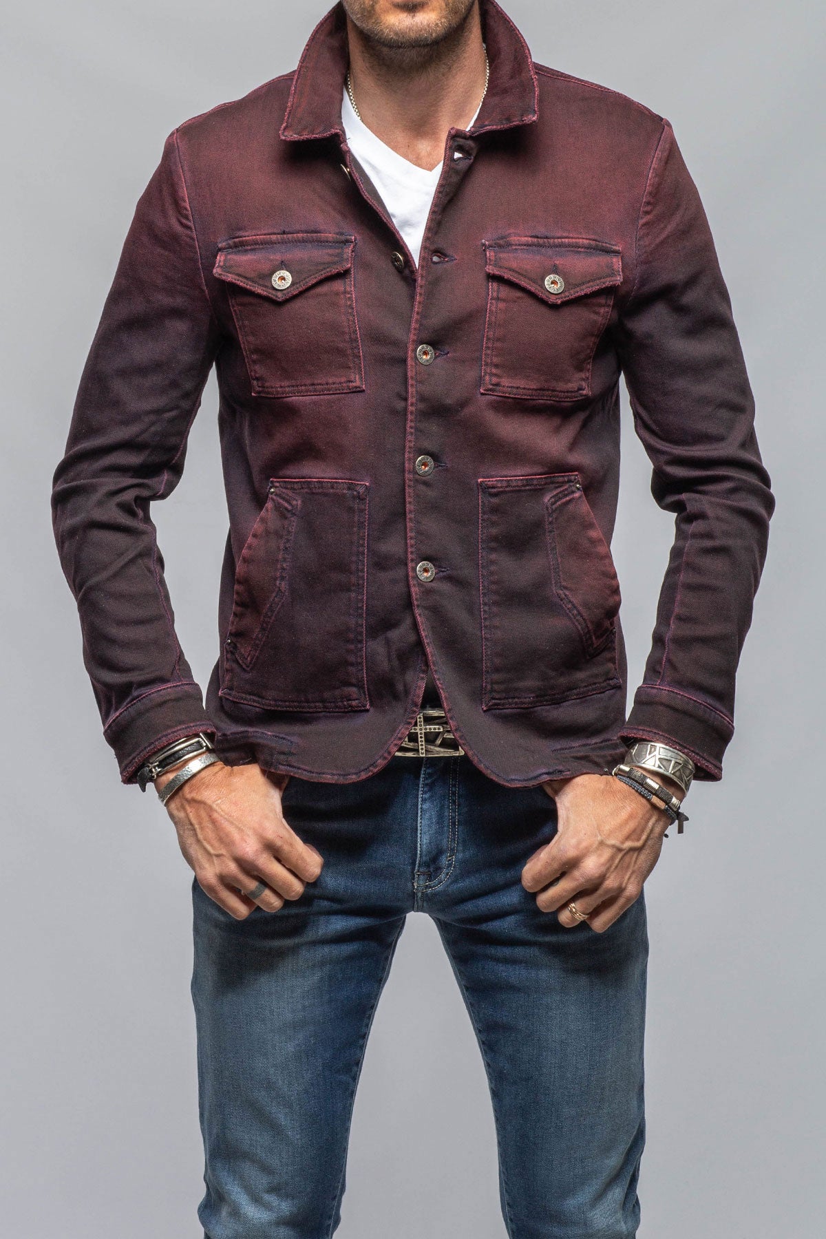 Chase Jacket In Bordeaux Overdye | Mens - Outerwear - Overshirts | Teleria Zed