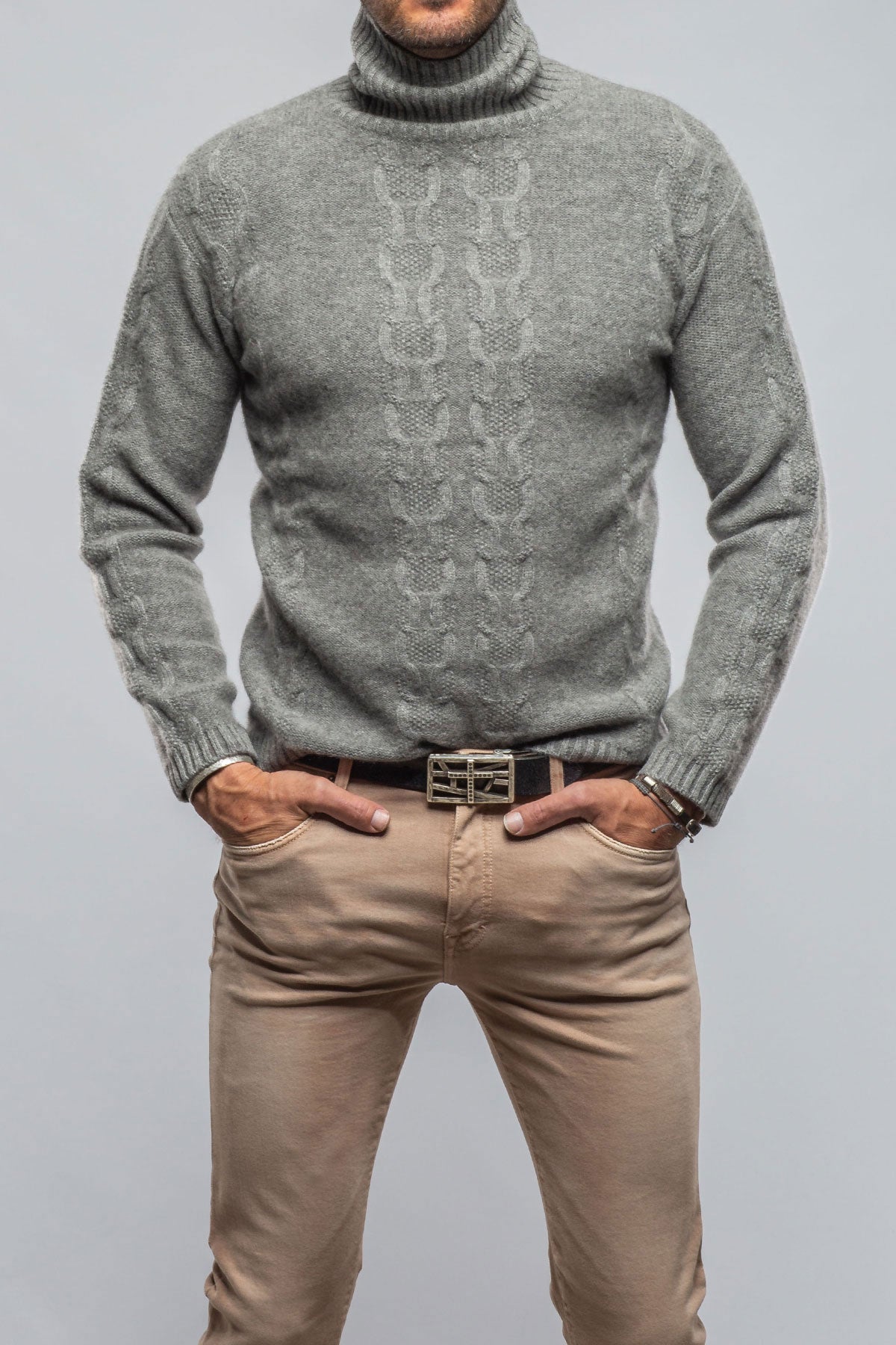 Thomas Cashmere Cable Sweater In Grey