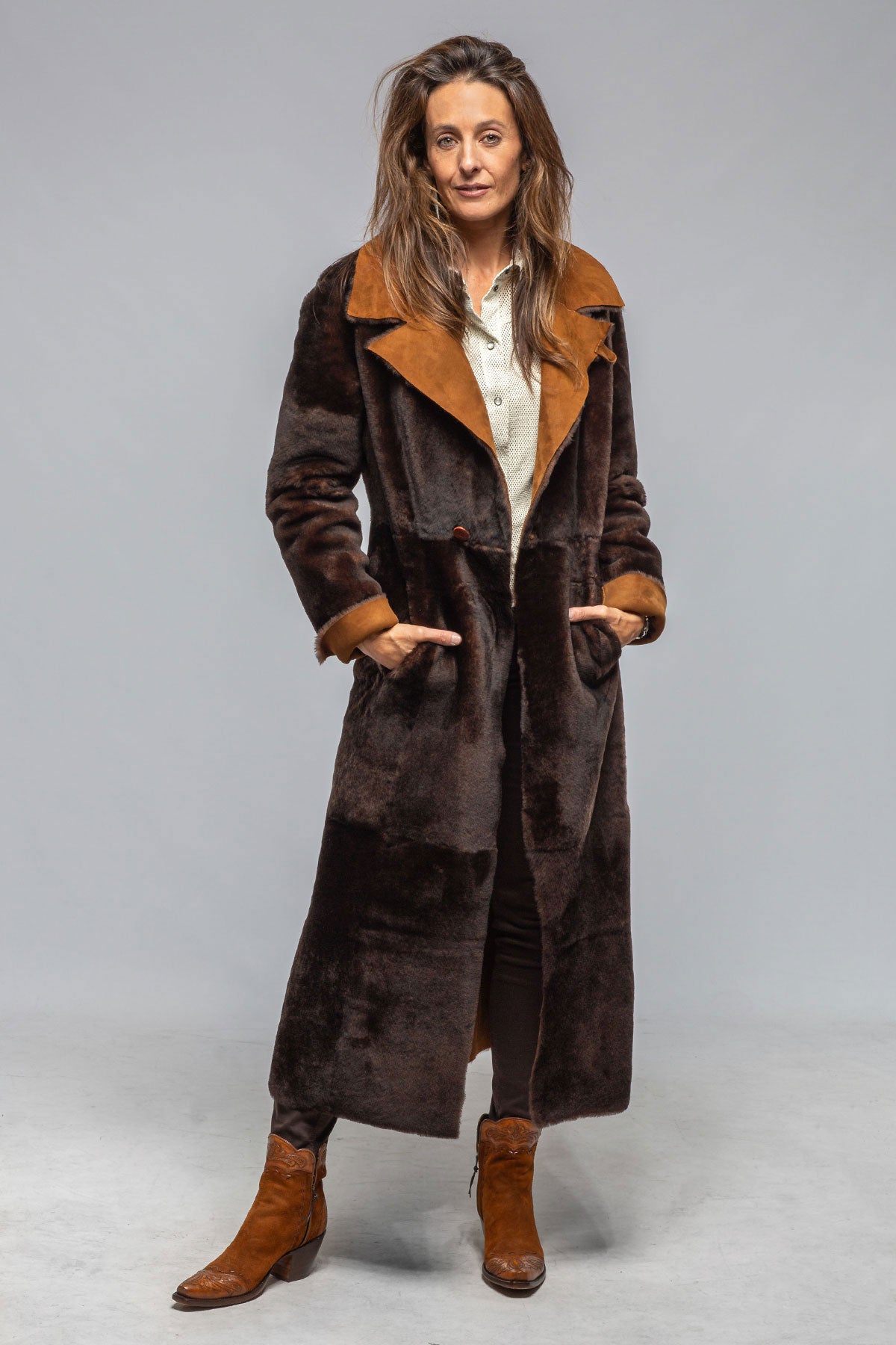 Mercedes Long Shearling In Cognac | Ladies - Outerwear - Shearling | Artico