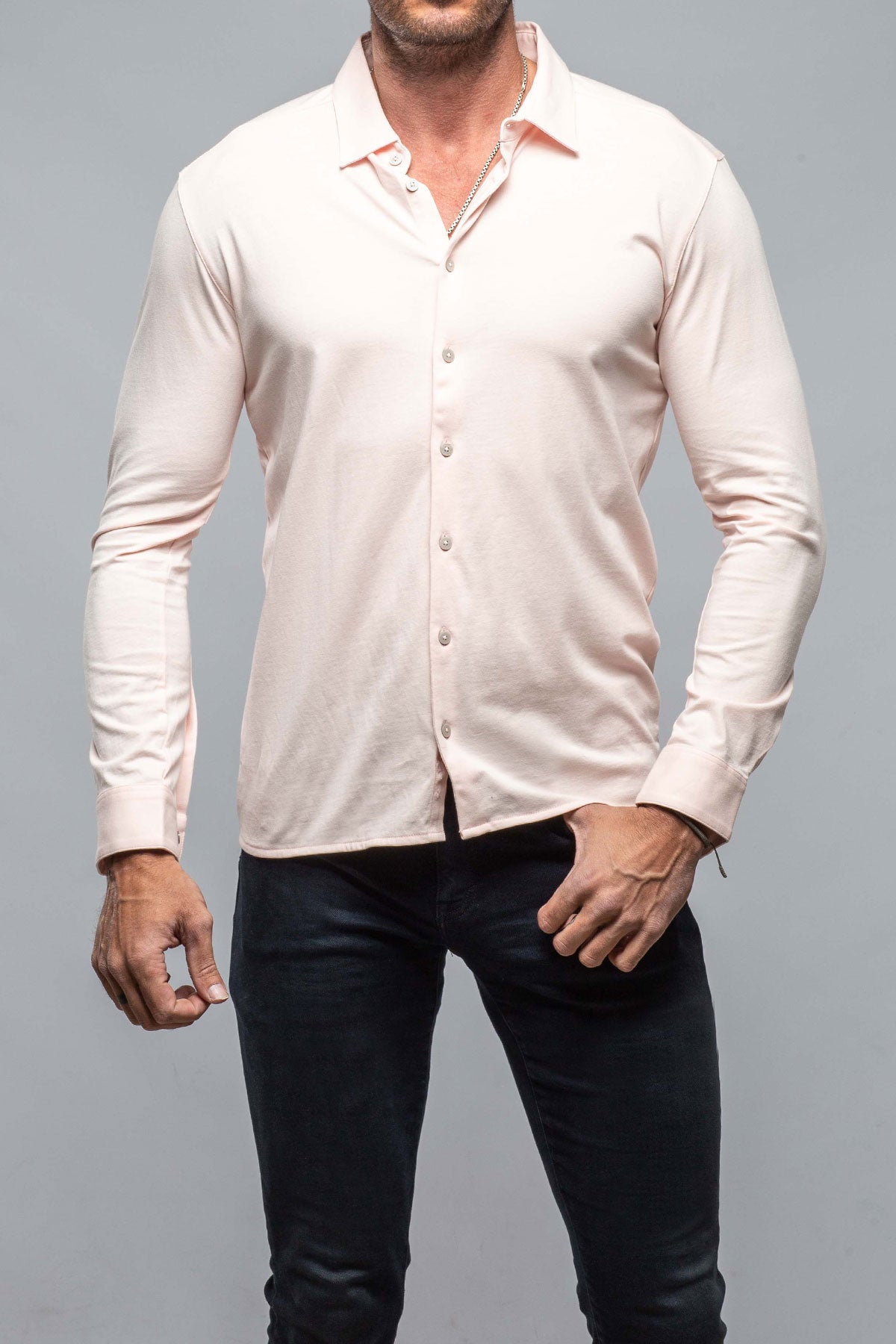 Cambria Button Up Polo in Pink | Mens - Shirts - Polos | Georg Roth