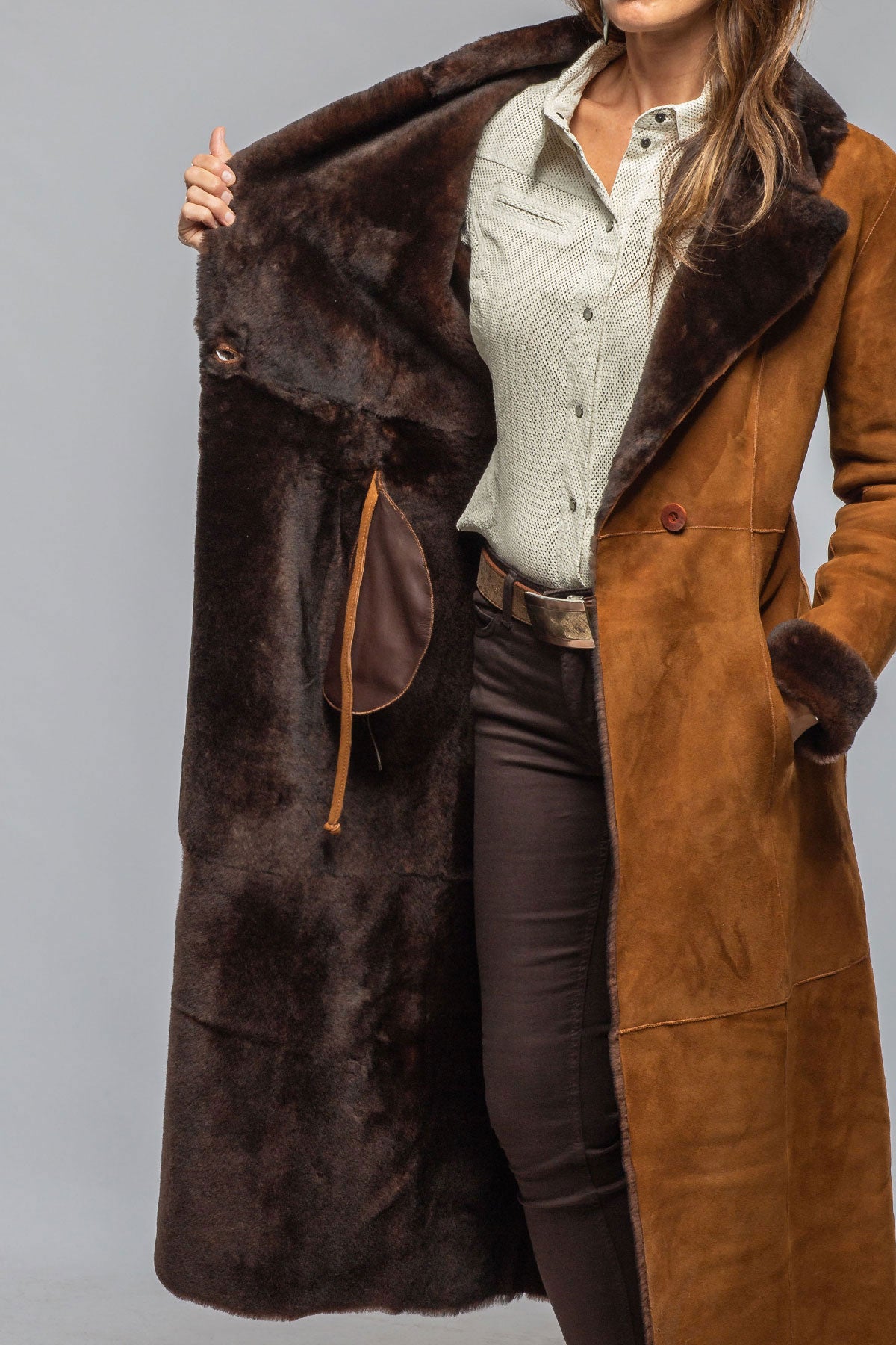 Mercedes Long Shearling In Cognac | Ladies - Outerwear - Shearling | Artico